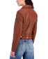 ფოტო #2 პროდუქტის Juniors' Faux-Leather Long-Sleeve Moto Jacket, Created by Macy's