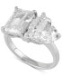 ფოტო #1 პროდუქტის Cubic Zirconia Two Stone Promise Ring in Sterling Silver