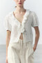 Фото #4 товара Блуза в романтическом стиле из смесового льна — zw collection ZARA