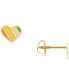 Children's Striped Enamel Heart Stud Earrings in 14k Gold