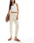 Object cropped tailored slim trousers in cream