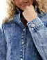 Фото #2 товара Kyo The Brand mini denim shirt dress in blue bleach wash