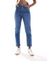 Фото #8 товара Bershka comfort fit mom jean in mid blue