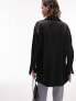 Фото #2 товара Topshop long sleeve satin shirt in black