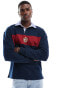 Tommy Jeans colorblock crest rugby top in navy