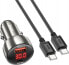 Фото #1 товара Ładowarka Hoco HOCO ładowarka samochodowa USB A + Typ C z wyświetlaczem + kabel Typ C do Lightning PD QC3.0 3A 48W Z50 metal szary