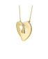 Фото #2 товара 14k Gold Plated with Cubic Zirconia Modern Double Heart Half Cut-Out Entwined Necklace