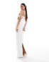 Heiress Beverly Hills premium diamante strap cut out mesh detail maxi dress in white