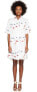 Фото #2 товара Jeremy Scott 243302 Womens Doll Face Collared Shift Dress White Size 2 US