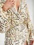 Фото #3 товара ASOS DESIGN embellished kimono mini dress with cable artwork detail in gold