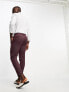 Фото #2 товара ASOS DESIGN tapered turnup smart trousers in burgundy texture