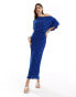 Фото #1 товара Never Fully Dressed off shoulder plisse in cobalt metallic