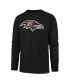Фото #2 товара Men's Black Distressed Baltimore Ravens Premier Franklin Long Sleeve T-shirt