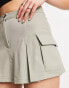 Bershka cargo mini skirt in stone