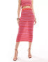 Style Cheat crochet midi skirt in prink stripe co-ord