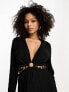 Never Fully Dressed textured cut-out tassel midaxi dress in black