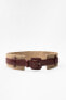 Contrast leather belt