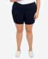 Фото #1 товара Plus Size Essentials Solid Color Tech Stretch Shorts with Elastic Waistband