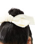 True Decadence pearl trim hair bow in cream