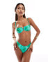 South Beach shiny abstract print underwire bikini top in green