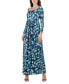 Women's Abstract Long Sleeve Pleated Maxi Dress