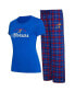 ფოტო #1 პროდუქტის Women's Royal, Red Kansas Jayhawks Arctic T-shirt and Flannel Pants Sleep Set