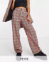 Фото #1 товара Noisy May Petite tailored trouser co-ord in brown and pink check