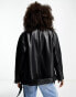 ASOS DESIGN longline oversized faux leather biker jacket in black