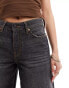 Weekday Ample low waist capri denim jorts in ash black