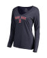 Фото #1 товара Women's Navy Boston Red Sox Team Lockup Slim Fit Long Sleeve V-Neck T-shirt