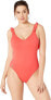 Фото #1 товара Polo Ralph Lauren Womens 182847 Modern Solids Ruffle One Piece Swimsuit Size S
