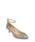 ფოტო #1 პროდუქტის Women's Geranium Rhinestone Bow Kitten Heel Evening Pumps