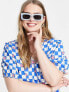 Фото #3 товара Noisy May Curve smock mini dress in blue checkerboard