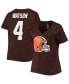 ფოტო #1 პროდუქტის Women's Deshaun Watson Brown Cleveland Browns Plus Size Player Name and Number V-Neck T-shirt