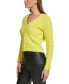 ფოტო #3 პროდუქტის Women's Cable-Knit Cropped V-Neck Sweater