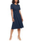 Фото #3 товара Women's Puff-Sleeve Tab-Detail Fit & Flare Dress