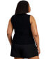 Фото #2 товара Trendy Plus Size Ottoman Square-Neck Sleeveless Sweater Tank, Created for Macy's