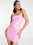 Miss Selfridge sequin bandeau mini dress in pink