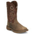 Фото #2 товара Justin Boots Buffalo Leather Embroidery Square Toe Cowboy Mens Brown Casual Boo