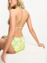 Vero Moda frill bikini top with tie front in lime snake print