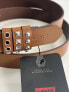 Фото #4 товара Levi's Brown Embellished Leather Women’s Belt Studded Silver Size Large