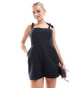 Фото #4 товара Nobody's Child Petite Meg linen mix playsuit with tie shoulders in black