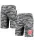 Фото #1 товара Men's Charcoal, Gray Wisconsin Badgers Camo Backup Terry Jam Lounge Shorts