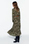 Фото #5 товара Платье миди с принтом пейсли и ремнем ZARA