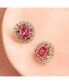 ფოტო #2 პროდუქტის Women's Pink Embellished Circular Stud Earrings