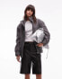 Topshop wool look bomber jacket in charcoal Черный, XS - EU 32-34 - фото #2