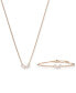 ფოტო #1 პროდუქტის Rose Gold-Tone Mesmera Mixed Cuts Bangle Bracelet & Pendant Necklace Set, 15" + 2-3/4" extender