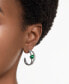 Silver-Tone Hyperbola Green Crystal Double Spiral Medium Hoop Earrings, 2"