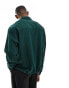 ASOS DESIGN boxy oversized shirt with draw tie detailing in dark green