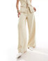 ASOS DESIGN longline waistcoat with beaded tie detail in textured cream